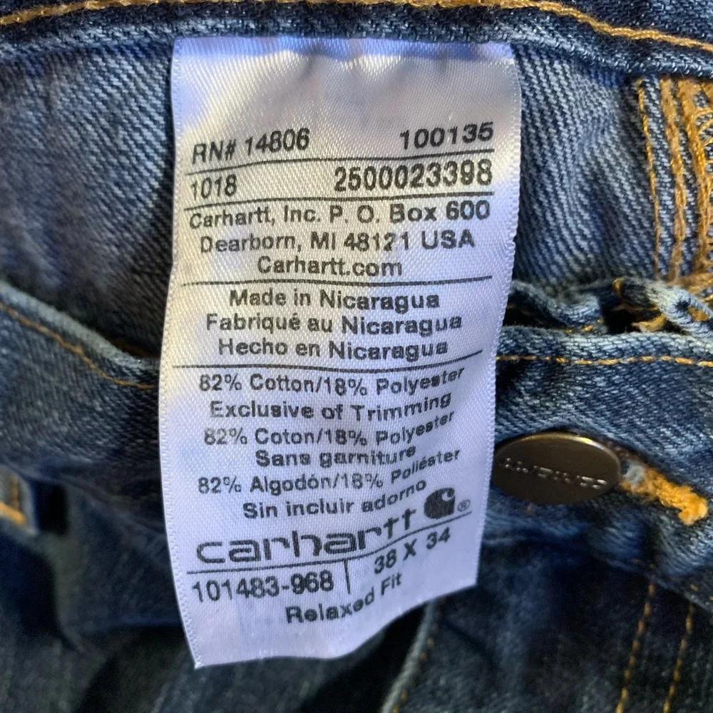 Carhartt Relaxed Fit Straight Leg jeans 101483 Holter Bedrock color sz 38x34 men